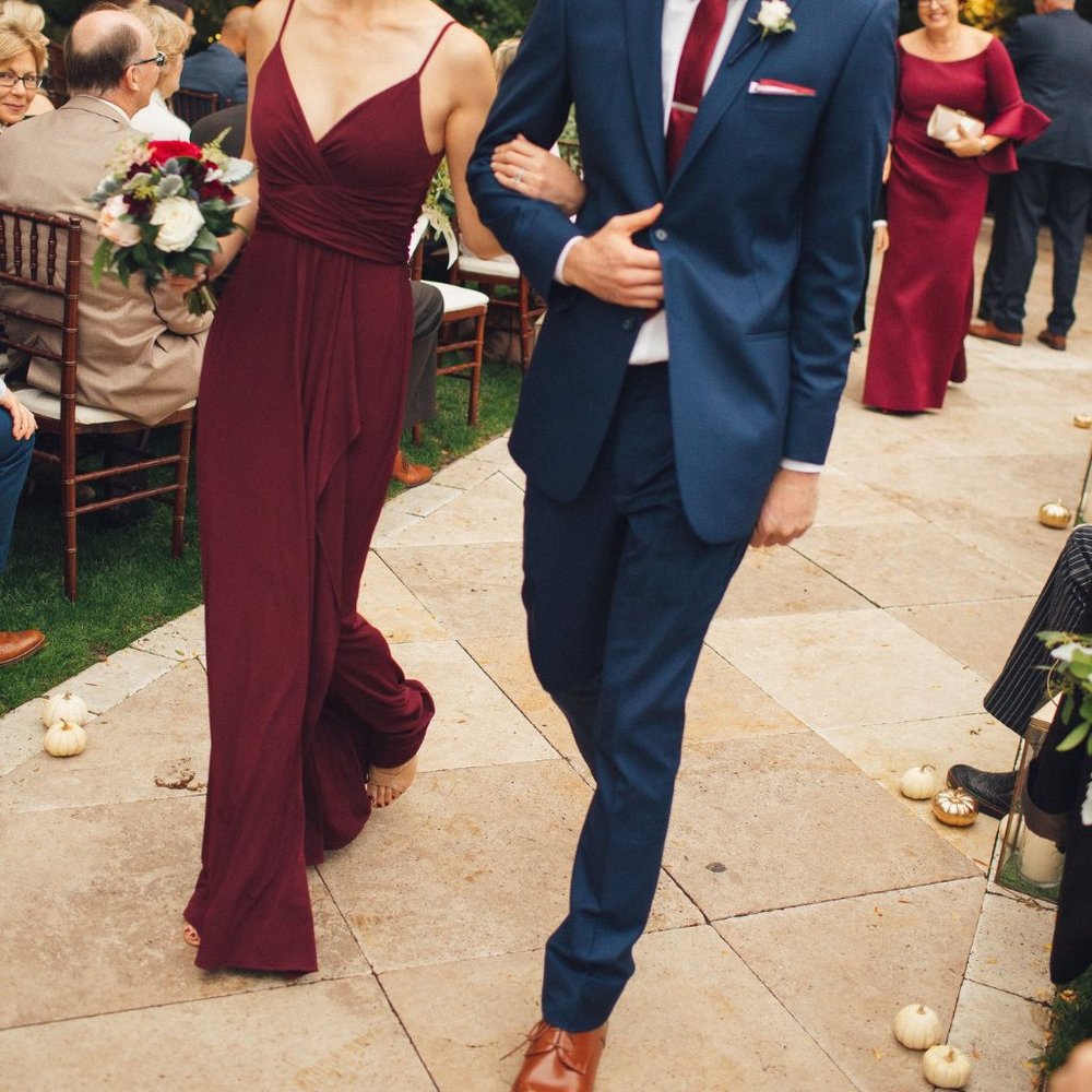 Amsale Celina Bridesmaid Dress in Ruby Jersey Sz 0